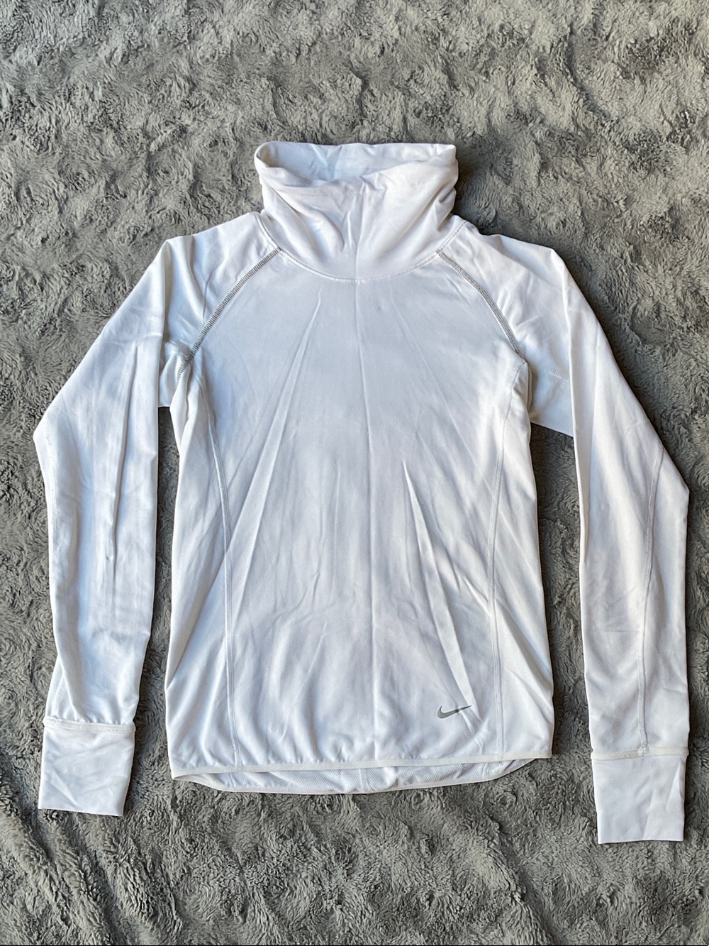 Nike White Women's Long-Sleeve Funnel Neck Performance Top